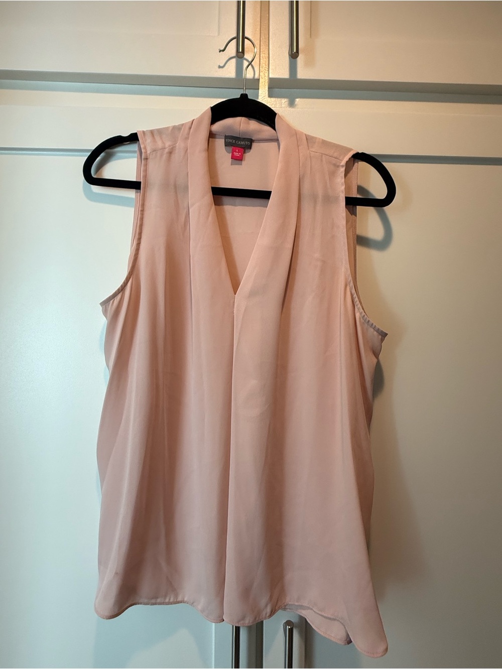Sleeveless Vince Camuto V-Neck Blush Pink Women's Chiffon Top